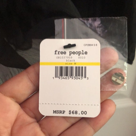 Free People Embroidered Bead Embellished Black Top - Picture 6 of 6